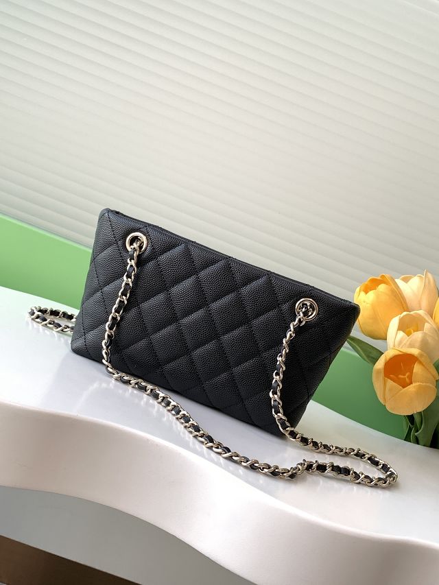 CC original grained calfskin clutch with chain AP4423 black