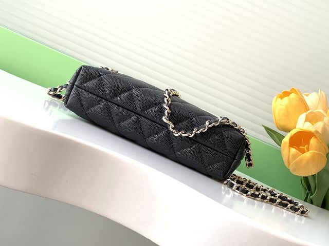 CC original grained calfskin clutch with chain AP4423 black