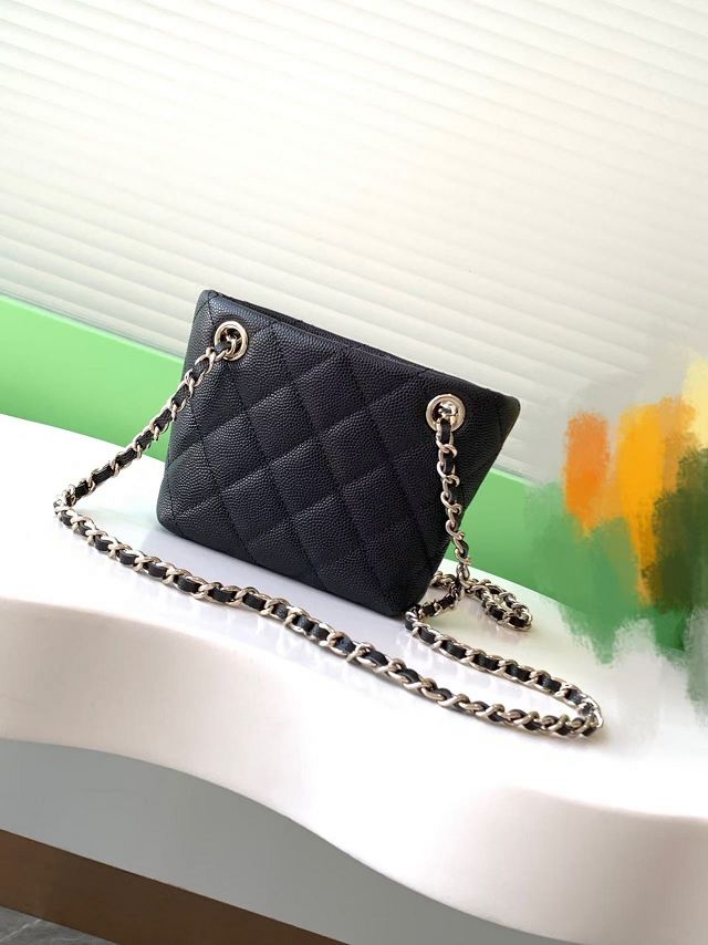 CC original grained calfskin mini clutch with chain AP4422 black