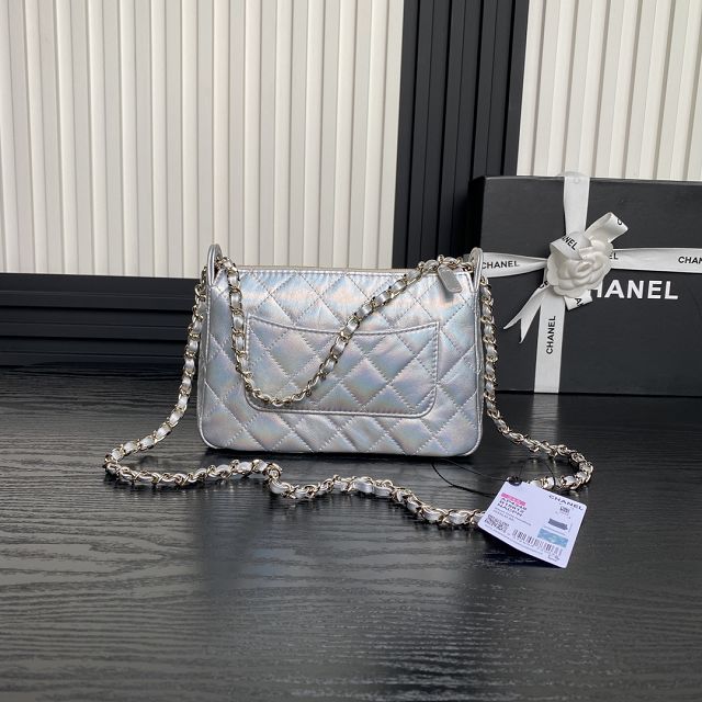 CC original lambskin clutch with chain AP4348 silver