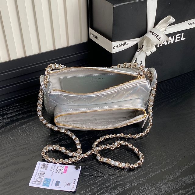 CC original lambskin clutch with chain AP4348 silver