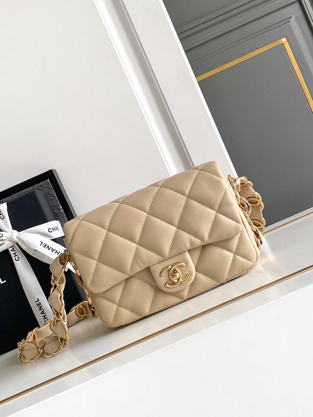 CC original lambskin mini flap bag AS5175 beige