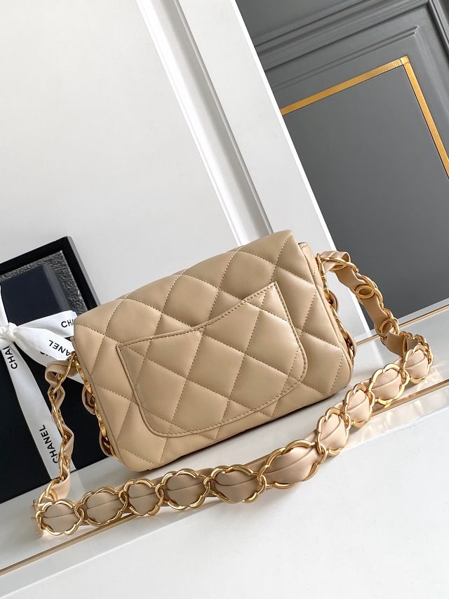 CC original lambskin mini flap bag AS5175 beige