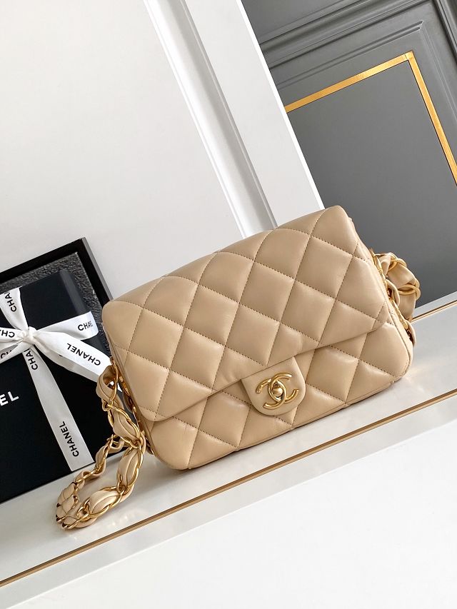 CC original lambskin small flap bag AS5174 beige