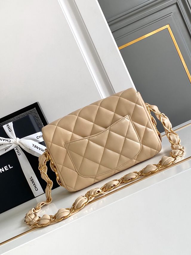 CC original lambskin small flap bag AS5174 beige