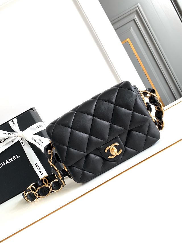 CC original lambskin mini flap bag AS5175 black