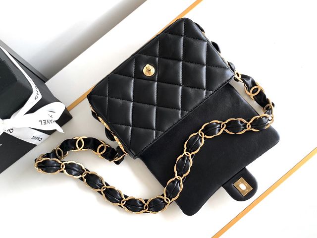 CC original lambskin mini flap bag AS5175 black