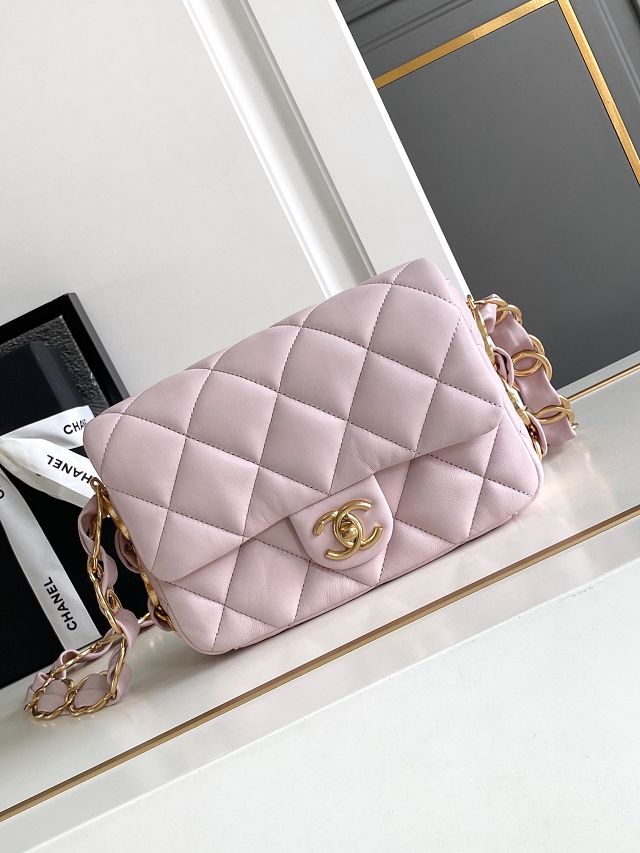 CC original lambskin mini flap bag AS5175 pink