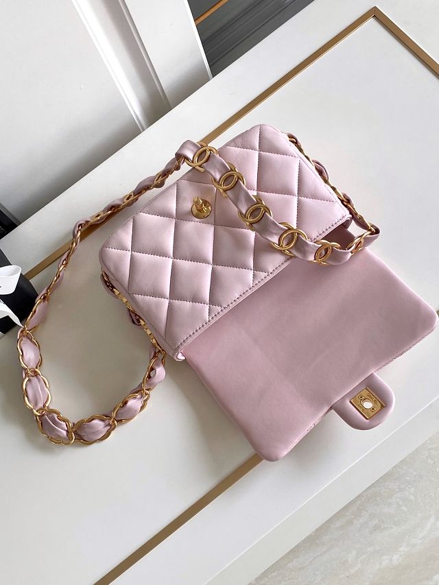 CC original lambskin mini flap bag AS5175 pink