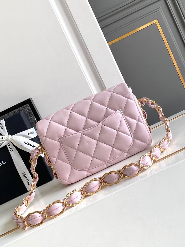 CC original lambskin small flap bag AS5174 pink