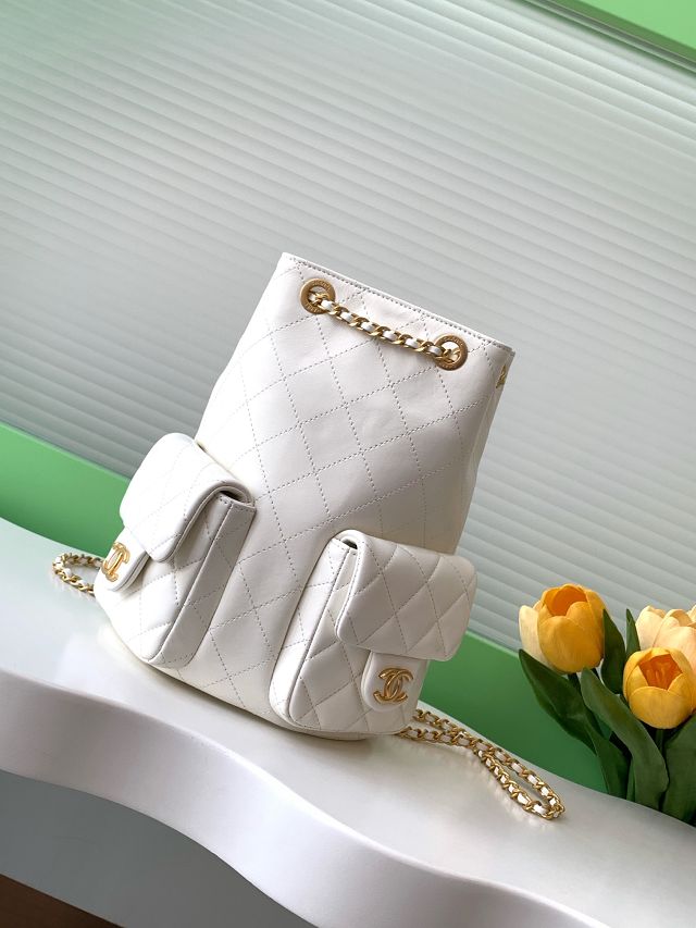 CC original metallic lambskin backpack AS5310 white