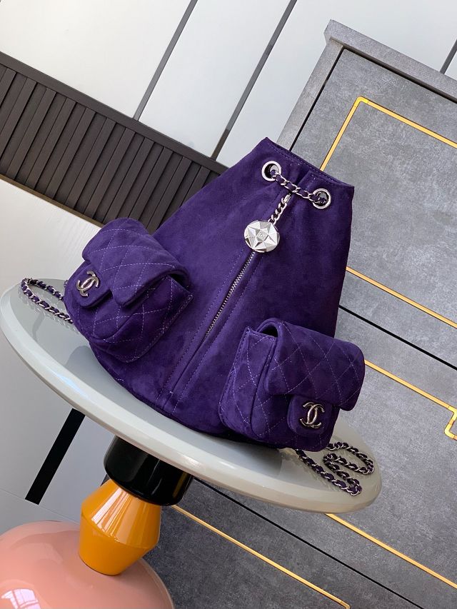 CC original suede calfskin backpack AS5350 purple