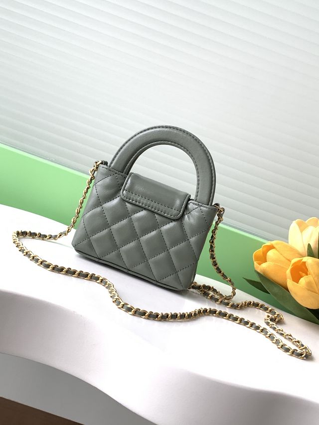 CC original calfskin clutch with chain AP3435 dark green