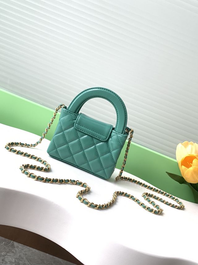 CC original calfskin clutch with chain AP3435 green