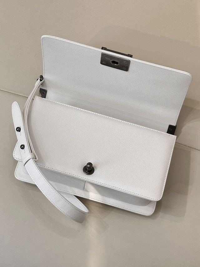 CC original grained calfskin medium boy handbag A67086 white