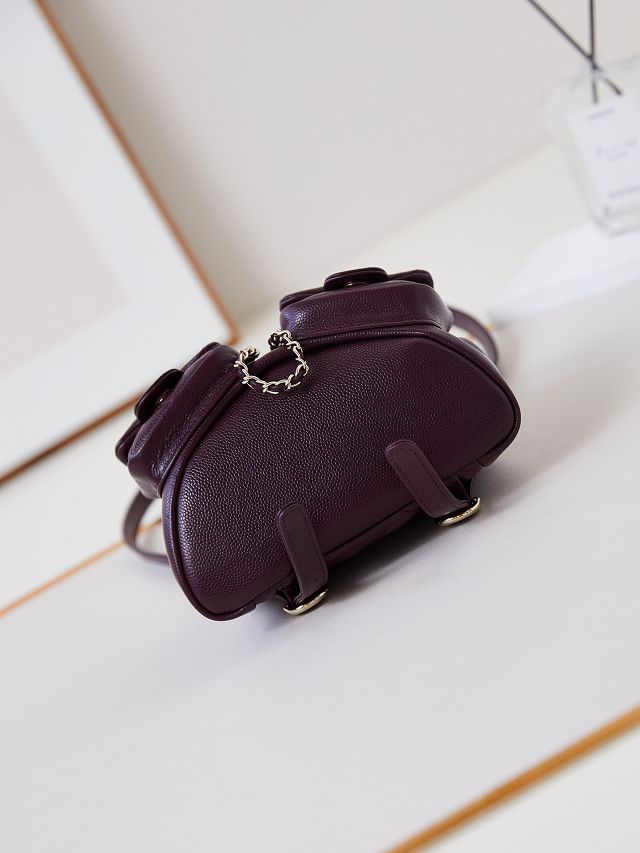 CC original grained calfskin small backpack AS3787 burgundy