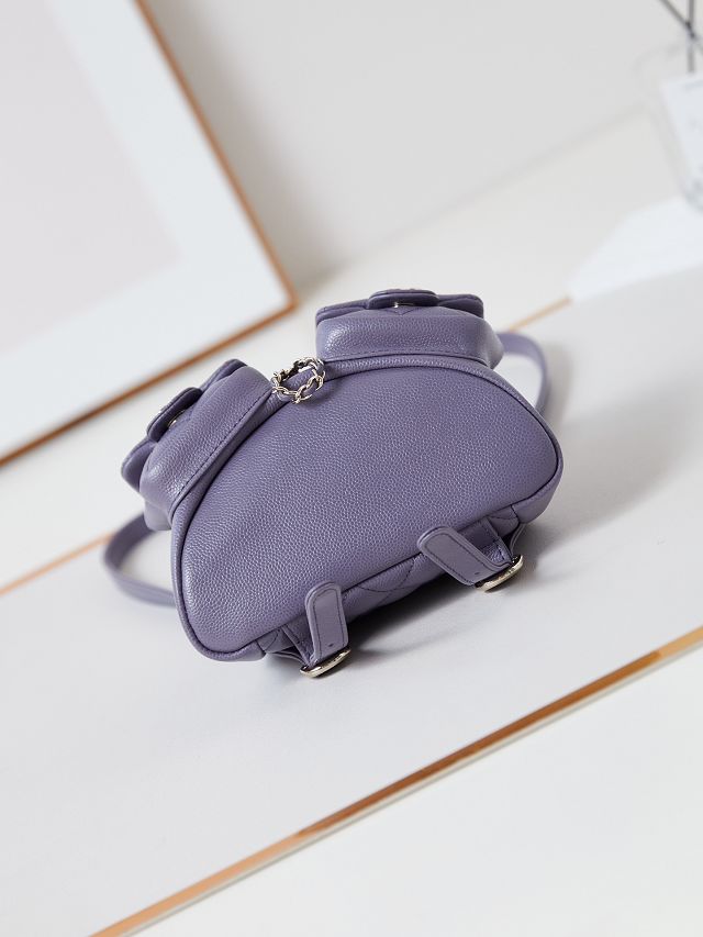 CC original grained calfskin small backpack AS3787 purple