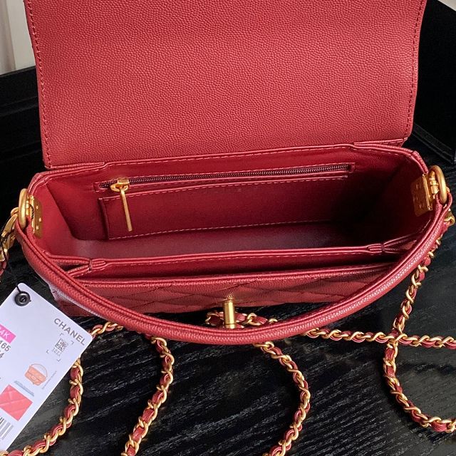 CC original grained calfskin small flap bag AS5165 red