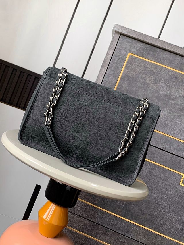 CC original suede calfskin large flap bag A99216 black