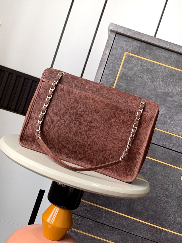 CC original suede calfskin large flap bag A99216 coffee