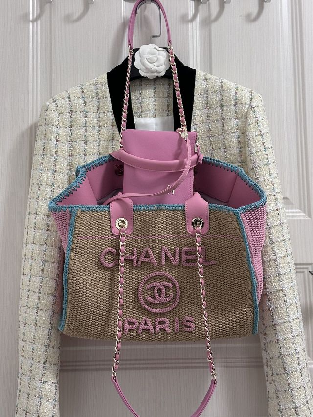 CC original tweed small shopping bag AS3257 beige&pink