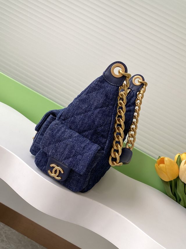 CC original denim large hobo bag AS5339 dark blue