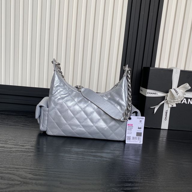 CC original lambskin large hobo bag AS5339 silver