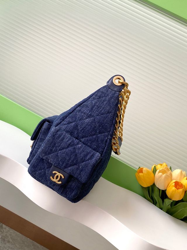 CC original denim maxi hobo bag AS5302 dark blue