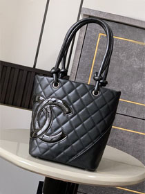 CC original lambskin mini shopping tote bag AS6335 allblack(patent logo)