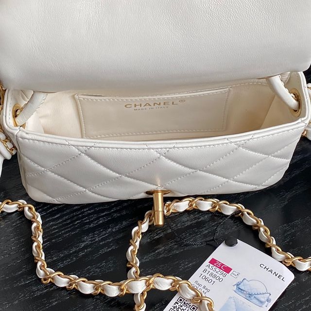 CC original lambskin mini top handle flap bag AS5298 white