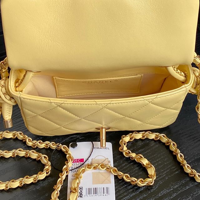 CC original lambskin mini top handle flap bag AS5298 yellow