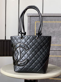 CC original lambskin shopping tote bag AS6336 allblack(patent logo)