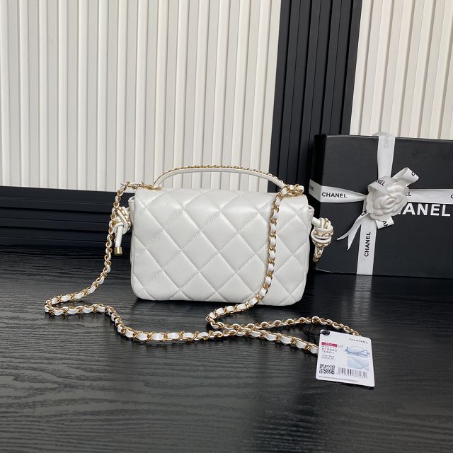 CC original lambskin top handle flap bag AS5317 white