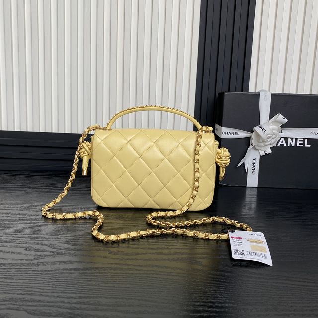 CC original lambskin top handle flap bag AS5317 yellow