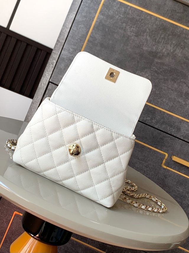 CC original calfskin nano coco handle bag AS4244 white