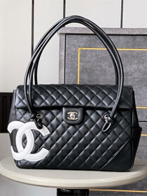 CC original lambskin top handle bag AS6338 black