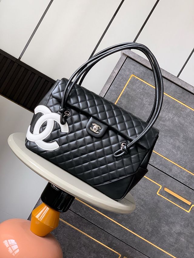 CC original lambskin top handle bag AS6338 black