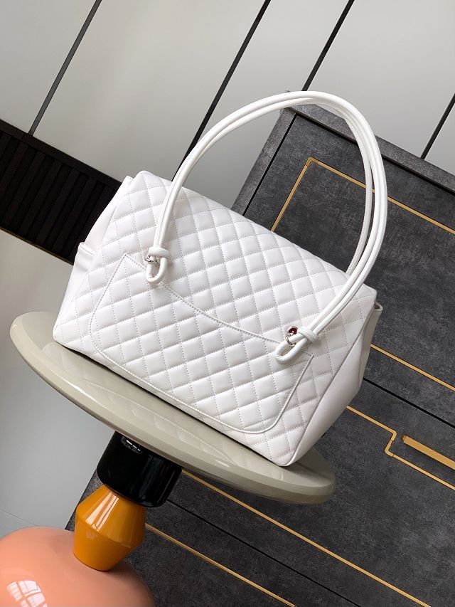 CC original lambskin top handle bag AS6338 white