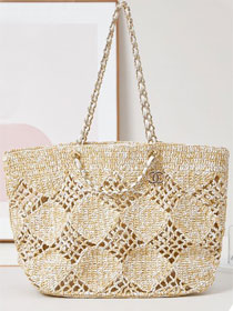 CC original raffia large shopping bag AS4576 beige