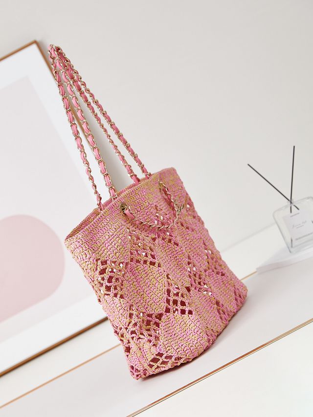 CC original raffia large shopping bag AS4576 pink