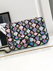 CC original sequins mini flap bag AS2090 black