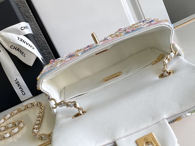 CC original sequins mini flap bag AS2090 white