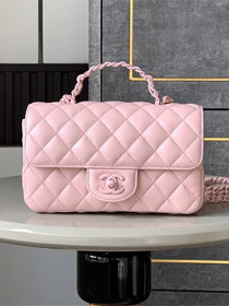 CC original lambskin mini top handle flap bag AS5243 pink