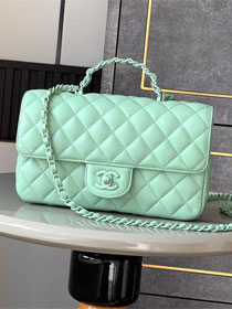 CC original lambskin small top handle flap bag AS5242 green