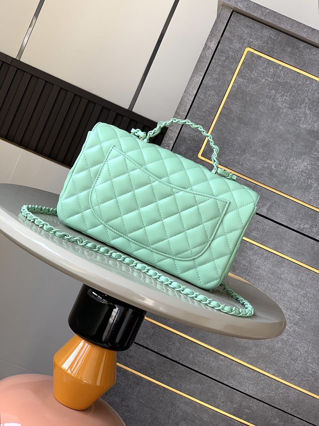 CC original lambskin small top handle flap bag AS5242 green