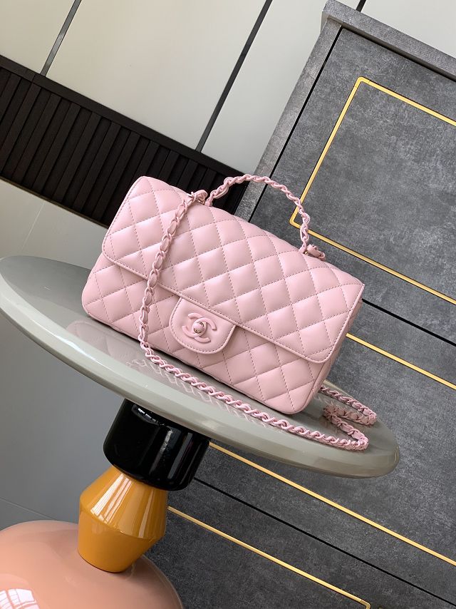 CC original lambskin small top handle flap bag AS5242 pink