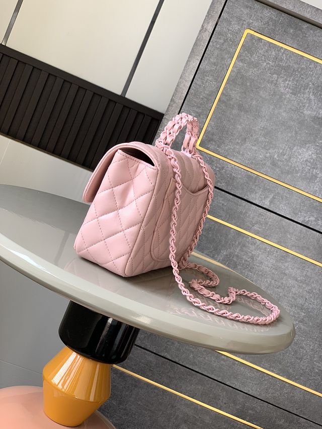 CC original lambskin small top handle flap bag AS5242 pink