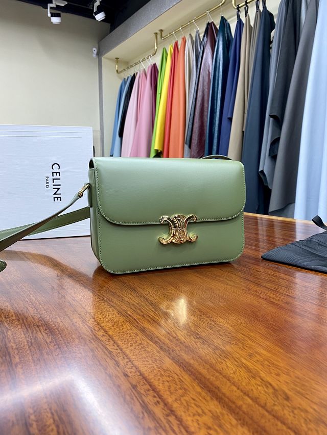 Celine original calfskin medium triomphe bag 187363 green