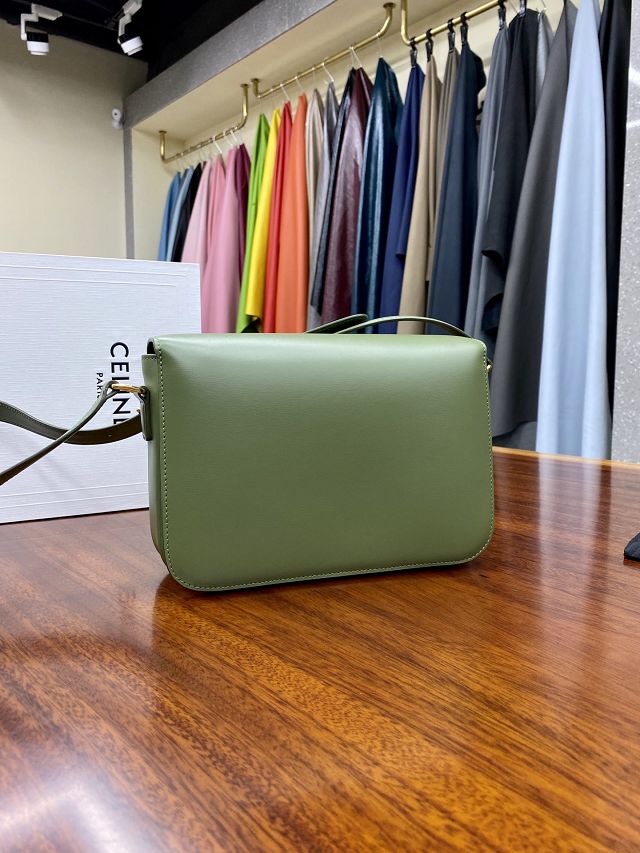 Celine original calfskin medium triomphe bag 187363 green