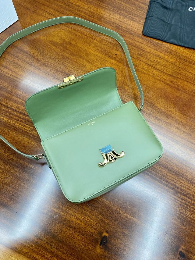 Celine original calfskin medium triomphe bag 187363 green